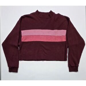 American Eagle AHH-MAZINGLY Soft Striped Cropped Mock Neck‎ Sweatshirt XS